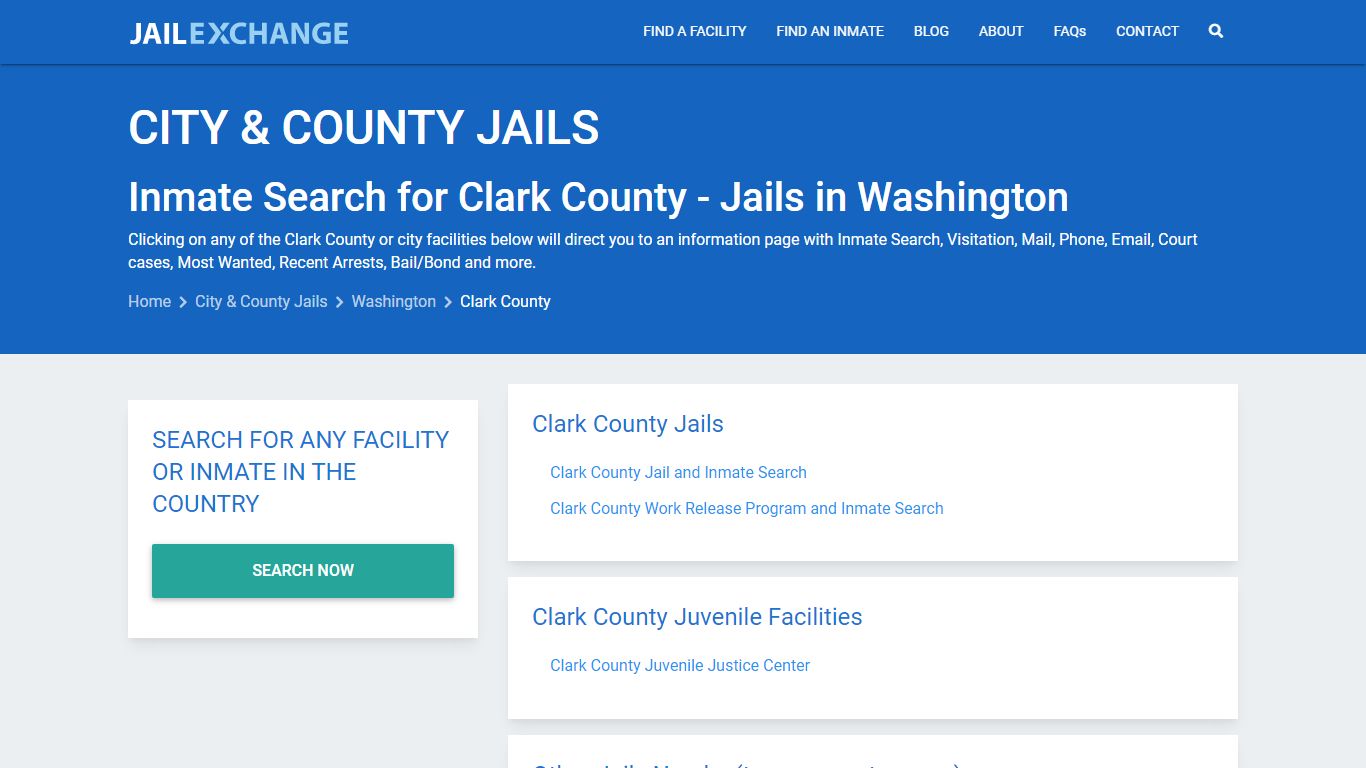 Inmate Search for Clark County | Jails in Washington - Jail Exchange